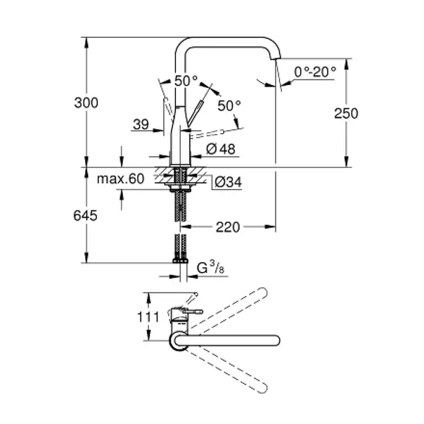 Baterie bucatarie Grohe Essence pipa rotativa auriu periat Cool Sunrise [5]