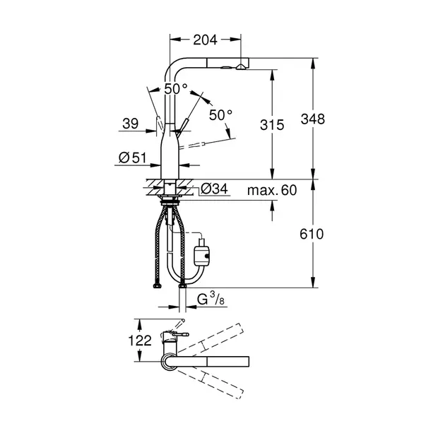 Baterie bucatarie cu dus extractabil Grohe Essence inalta antracit lucios Hard Graphite [2]