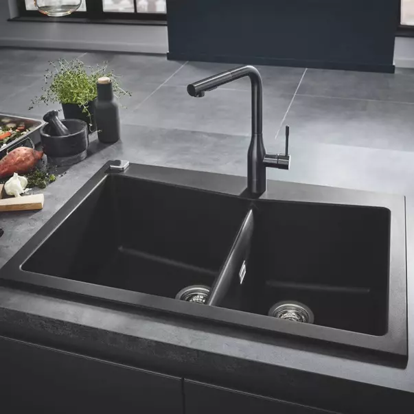 Baterie bucatarie cu dus extractabil Grohe Essence inalta antracit periat Hard Graphite [3]