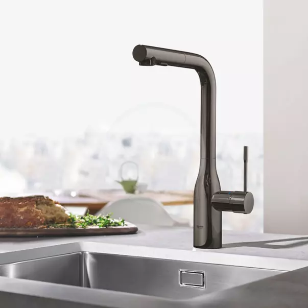 Baterie bucatarie cu dus extractabil Grohe Essence inalta antracit periat Hard Graphite [4]