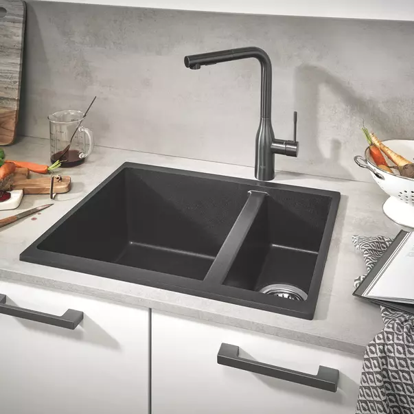 Baterie bucatarie cu dus extractabil Grohe Essence inalta antracit periat Hard Graphite [5]