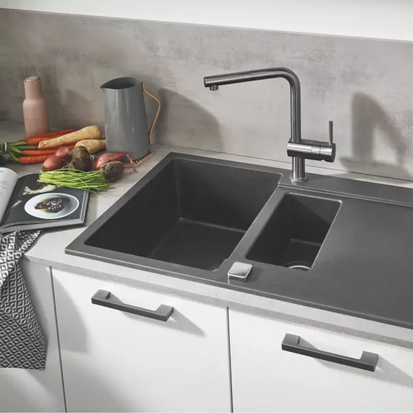 Baterie bucatarie cu dus extractabil Grohe Minta 2 tipuri de jet antracit lucios Hard Graphite [1]