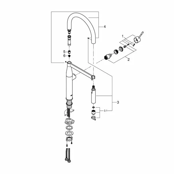 Baterie bucatarie cu pipa flexibila Grohe Essence negru - crom [3]