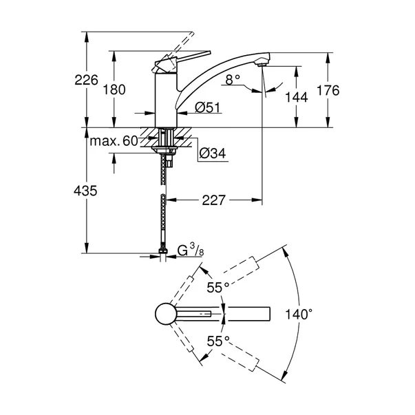 Baterie bucatarie Grohe Swift monocomanda crom lucios [2]