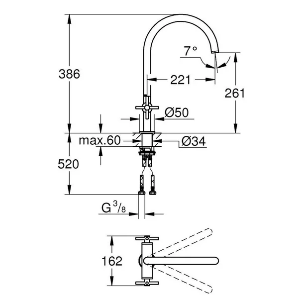 Baterie bucatarie Grohe Atrio crom dubla comanda [2]