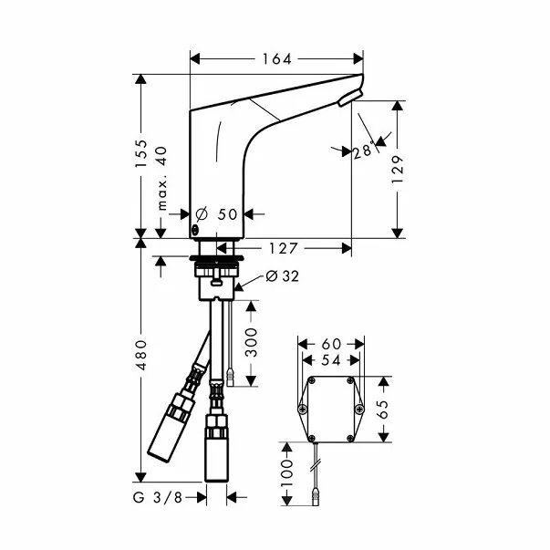 Baterie lavoar electronica Hansgrohe Focus cu acumulator si reglaj temperatura crom [3]