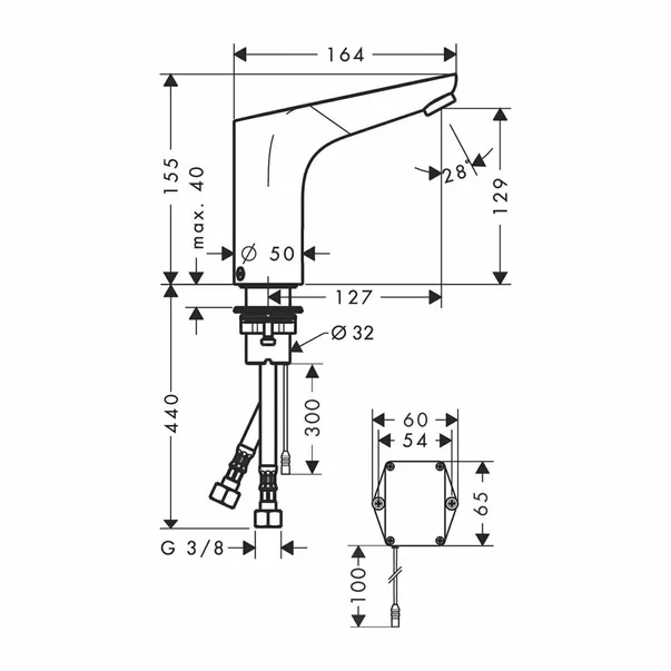 Baterie lavoar electronica Hansgrohe Focus alimentare cu acumulator crom [3]
