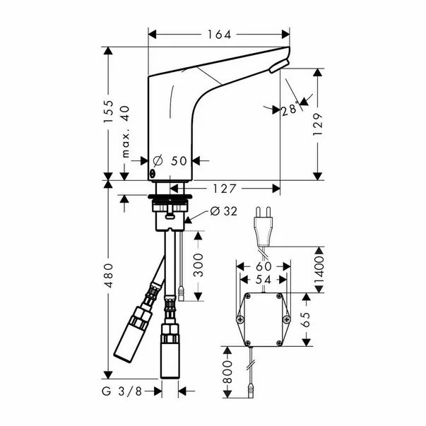 Baterie lavoar electronica Hansgrohe Focus 130 alimentare la retea crom [3]