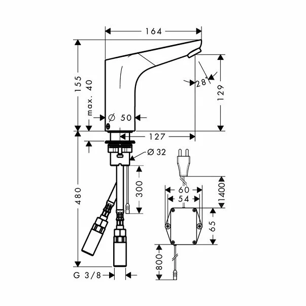 Baterie lavoar electronica Hansgrohe Focus 230V fara reglaj temperatura crom [2]
