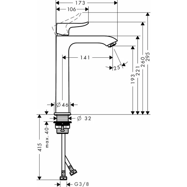 Baterie lavoar inalta Hansgrohe Metris crom lucios [2]