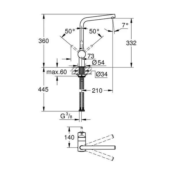Baterie bucatarie Grohe Minta antracit periat Hard Graphite [4]