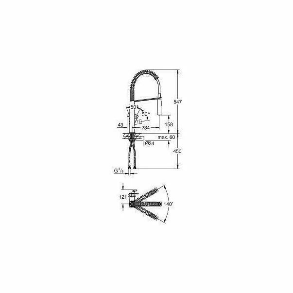 Baterie bucatarie cu dus extractibil Grohe Eurocube cu doua tipuri de jet crom [2]