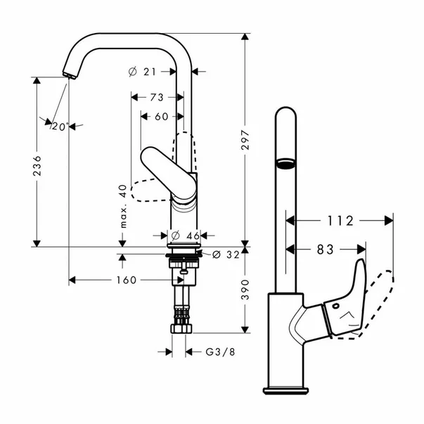 Baterie lavoar inalta Hansgrohe Focus 240 monocomanda crom [3]