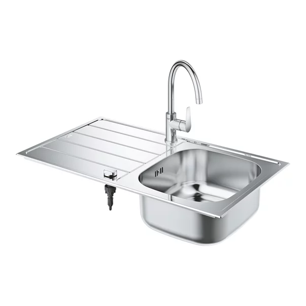 Chiuvete Inox - Set chiuveta inox Grohe K200 45 cm 1 cuva cu picurator si baterie