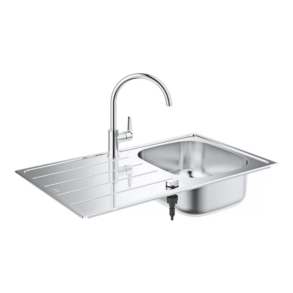 Set chiuveta inox Grohe K200 45 cm 1 cuva cu picurator si baterie [2]