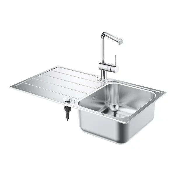 Chiuvete Inox - Set chiuveta inox Grohe K500 45 cm 1 cuva cu picurator si baterie