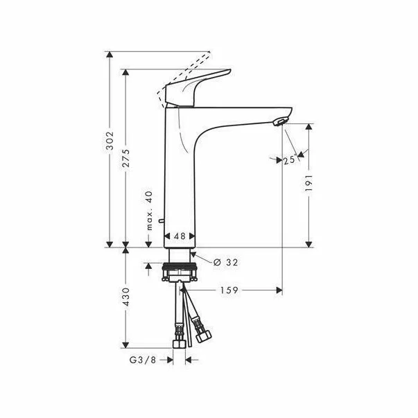 Baterie lavoar inalta Hansgrohe Focus 190 cu ventil Pop-Up crom [2]