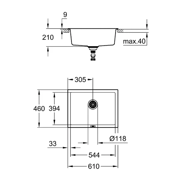 Chiuveta compozit Grohe K700U 61x45.7 cm gri [2]