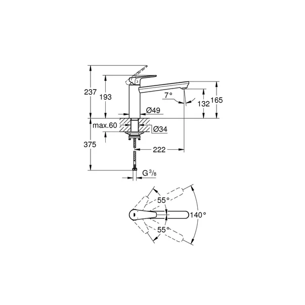Baterie bucatarie Grohe BauEdge monocomanda crom [2]