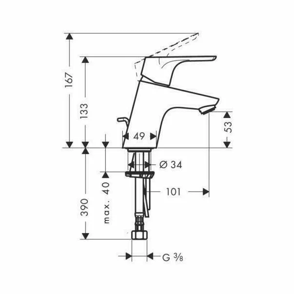 Baterie lavoar Hansgrohe Focus 70 cu ventil Pop-Up crom lucios [2]