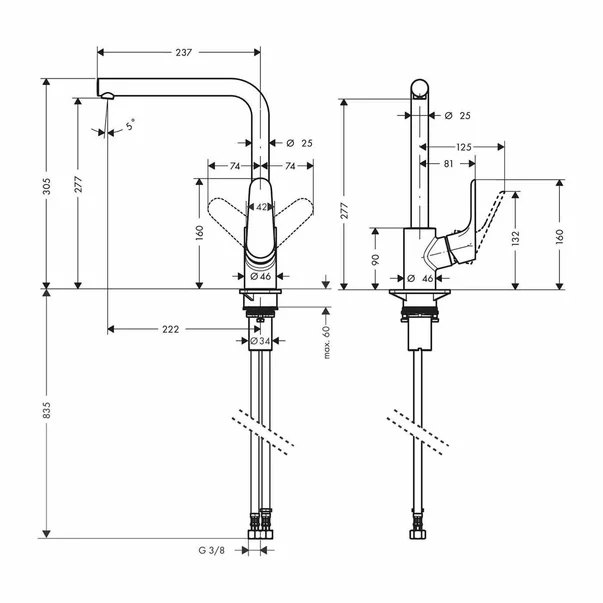 Baterie bucatarie Hansgrohe Focus M41 monocomanda negru mat [2]