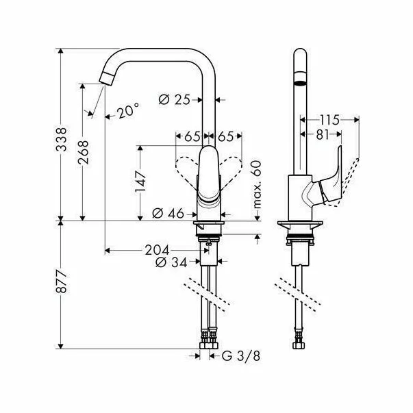 Baterie bucatarie Hansgrohe Focus cu pipa rotativa crom [3]