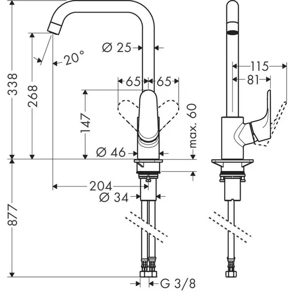 Baterie bucatarie monocomanda crom periat Hansgrohe Focus M41 260 cu 1 jet [2]