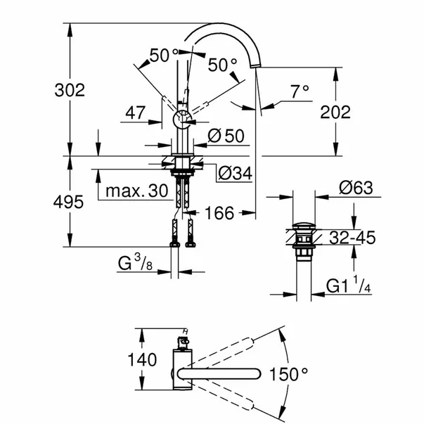 Baterie lavoar Grohe Atrio L monocomanda crom [2]