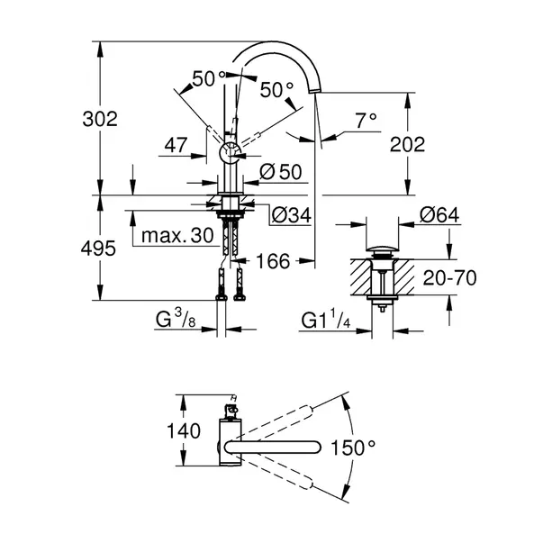 Baterie lavoar Grohe Atrio L monocomanda antracit periat Hard Graphite [2]