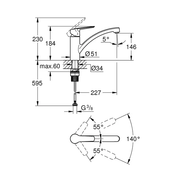 Baterie bucatarie Grohe Start monocomanda negru mat [5]