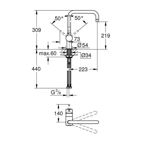Baterie bucatarie Grohe Minta antracit periat Hard Graphite monocomanda [3]