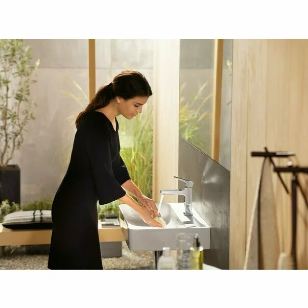 Baterie lavoar Hansgrohe Metropol 110 cu ventil Push-Open negru - crom periat [2]