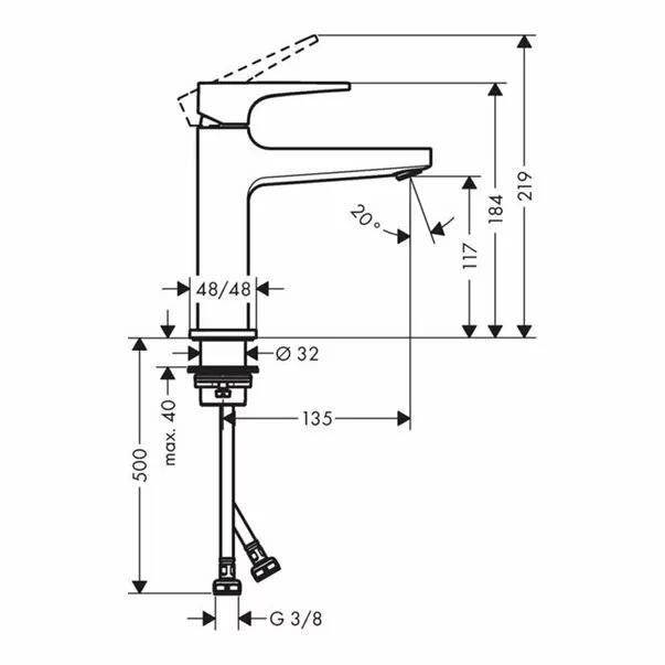 Baterie lavoar Hansgrohe Metropol 110 cu ventil Push-Open negru - crom periat [3]