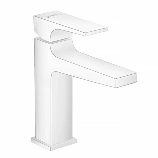 Baterii baie - Baterie lavoar Hansgrohe Metropol 110 cu ventil Push-Open alb mat