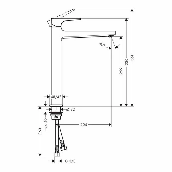 Baterie lavoar inalta Hansgrohe Metropol 260 negru - crom periat [2]
