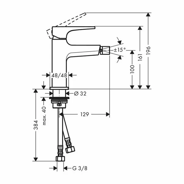 Baterie bideu Hansgrohe Metropol cu ventil Push-Open alb mat [2]