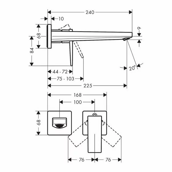 Baterie lavoar incastrata Hansgrohe Metropol 225 alb mat [2]