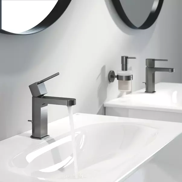 Baterii lavoar - Baterie lavoar Grohe Plus S antracit periat Hard Graphite cu ventil
