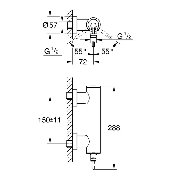 Baterie dus Grohe Atrio crom lucios monocomanda [2]