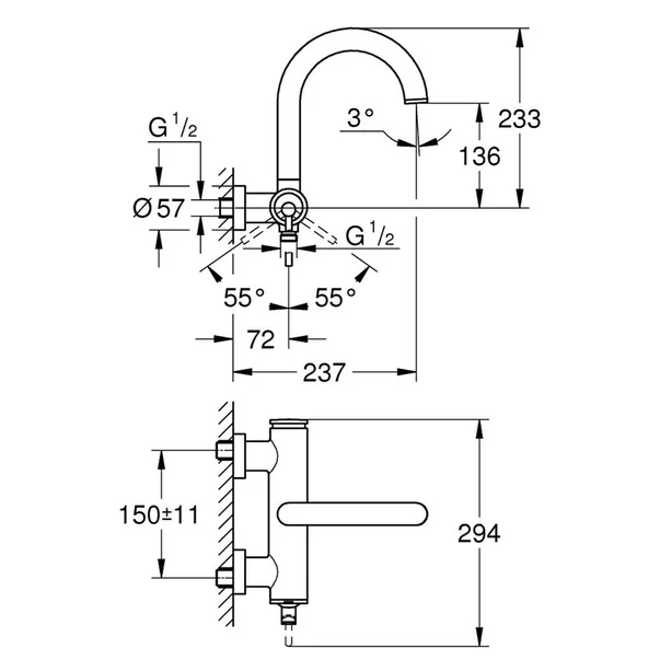 Baterie cada - dus Grohe Atrio monocomanda crom [2]