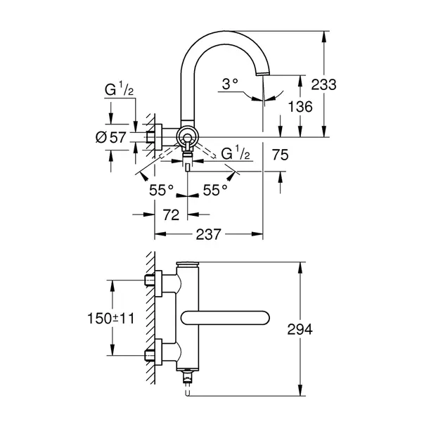 Baterie cada - dus Grohe Atrio monocomanda antracit periat Hard Graphite [2]