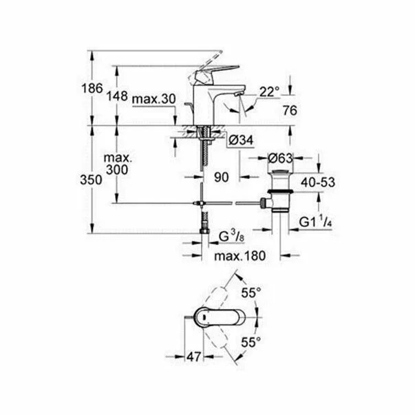 Baterie lavoar Grohe Eurosmart Cosmopolitan S crom lucios [3]