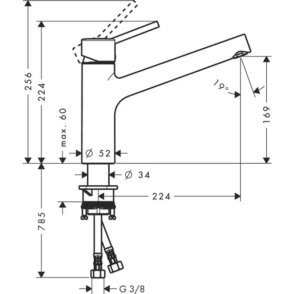 Baterie bucatarie monocomanda Hansgrohe Talis M52 170 cu 1 jet [3]