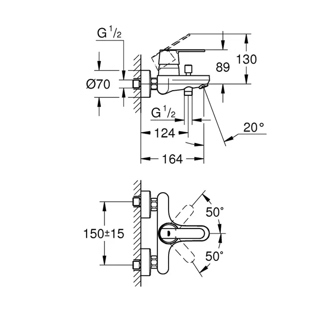 Baterie cada - dus Grohe Get monocomanda crom lucios [2]