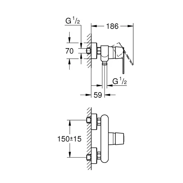 Baterie dus Grohe Get monocomanda crom lucios [2]