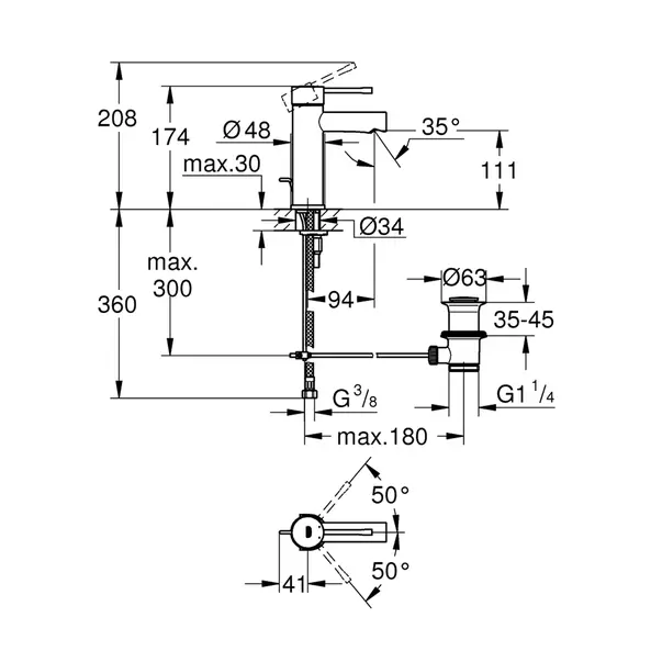 Baterie lavoar Grohe Essence S monocomanda crom lucios cu ventil [3]