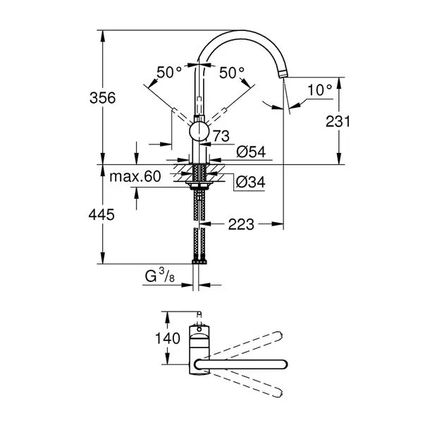 Baterie bucatarie Grohe Minta monocomanda antracit periat Hard Graphite [3]
