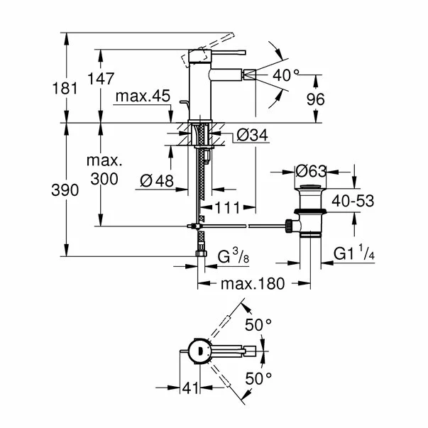 Baterie bideu Grohe Essence monocomanda crom lucios [2]