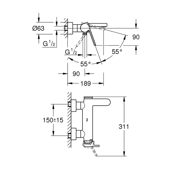 Baterie cada - dus Grohe Plus antracit periat Hard Graphite monocomanda [5]