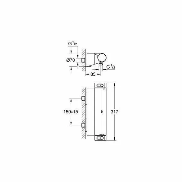 Baterie dus termostatata Grohe Grohtherm 2000 crom lucios [2]